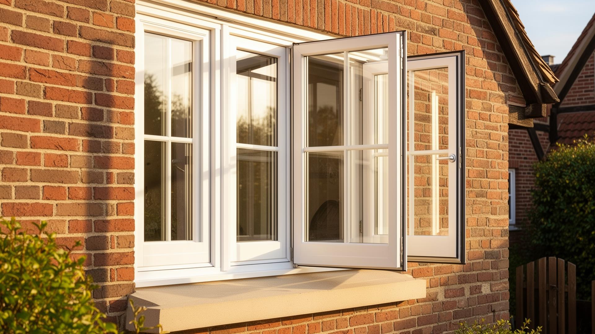Witte kunststof kozijnen in een bakstenen woning
